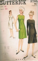 3785 1960S CURVED EMPIRE SLVS OR NOT DRESS PATTERN 12 32